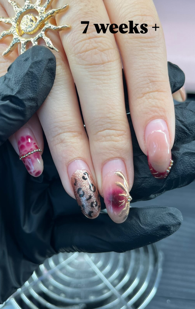 nail sets grown out over 7 weeks